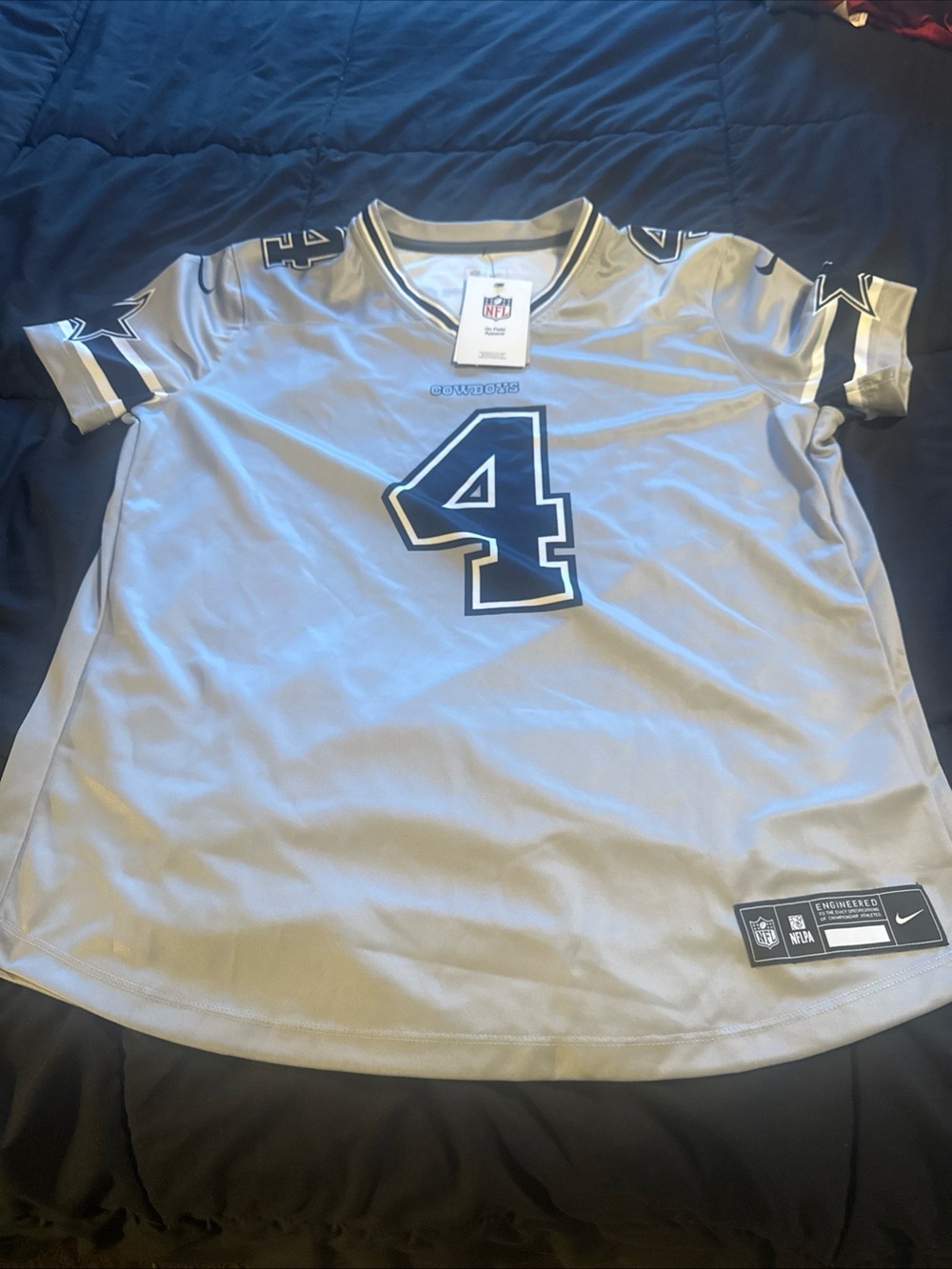Nike Dallas Cowboys Dallas Prescott  #4 Silver Game Jersey - Men's  large